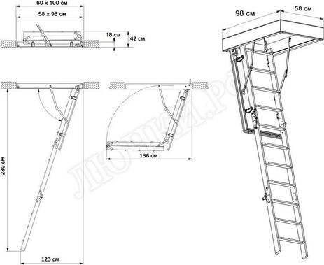 Чердачная лестница Fakro LTK Thermo 600*1000*2800 Чердачная лестница Fakro LTK Thermo 600*1000*2800