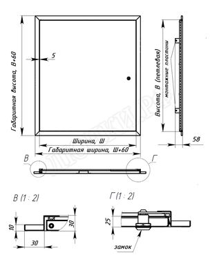 Сантехнический люк Утеплённый премиум, Оцинкованная сталь Сантехнический люк Утеплённый премиум, Оцинкованная сталь